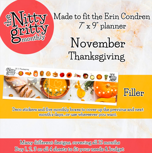 November Thanksgiving - The Nitty Gritty Monthly - Erin Condren Vertical Horizontal