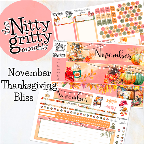 November Thanksgiving Bliss - The Nitty Gritty Monthly - Erin Condren Vertical Horizontal