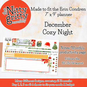 December Cozy Night Christmas - The Nitty Gritty Monthly - Erin Condren Vertical Horizontal