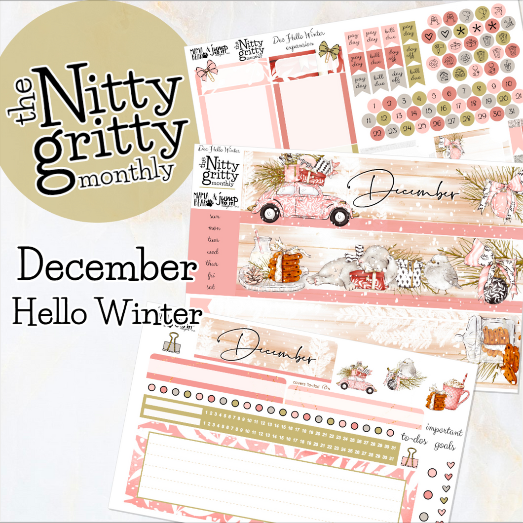 December Hello Winter - The Nitty Gritty Monthly - Erin Condren Vertical Horizontal