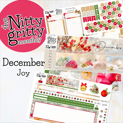 December Joy Christmas - The Nitty Gritty Monthly - Erin Condren Vertical Horizontal