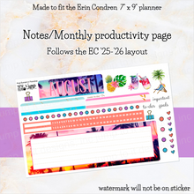 Load image into Gallery viewer, August Sunset in Paradise &#39;25/26 Notes monthly sticker - Erin Condren Vertical Horizontal 7x9