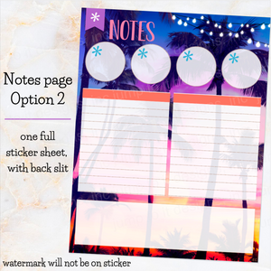 August Sunset in Paradise '25/26 Notes monthly sticker - Erin Condren Vertical Horizontal 7x9