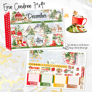 New Release December Winter Pines monthly - Erin Condren Vertical Horizontal 7"x9", Happy Planner Classic, Mini & Big