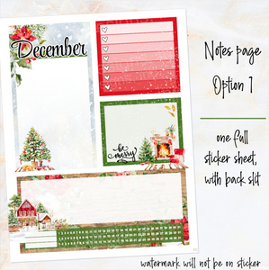 New Release December Winter Pines Notes monthly sticker - Erin Condren Vertical Horizontal 7"x9", Happy Planner Classic, Mini & Big