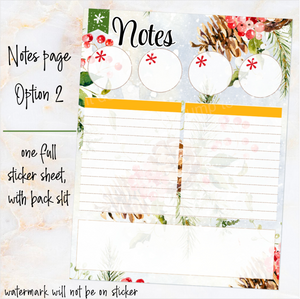 New Release December Winter Pines Notes monthly sticker - Erin Condren Vertical Horizontal 7"x9", Happy Planner Classic, Mini & Big
