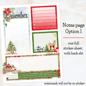 New Release December Winter Pines 25/26 Notes monthly sticker - Erin Condren Vertical Horizontal 7x9