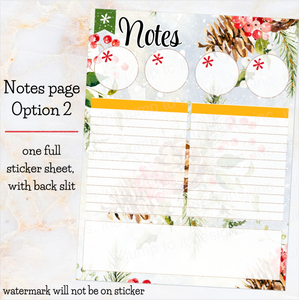New Release December Winter Pines 25/26 Notes monthly sticker - Erin Condren Vertical Horizontal 7x9