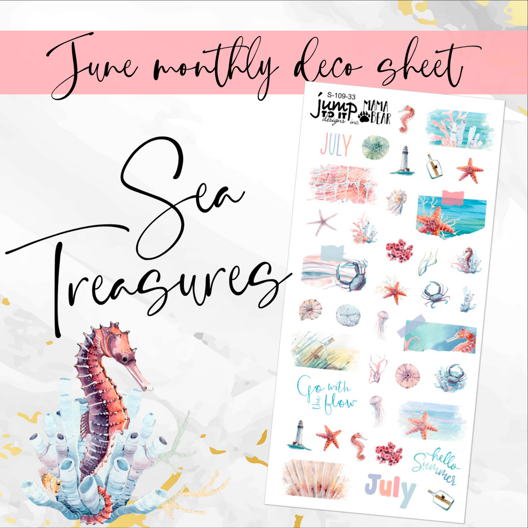 July Sea Treasures Deco sheet - planner stickers          (S-109-33)