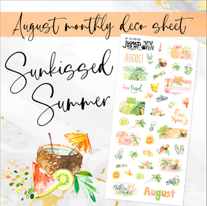 August Sunkissed Summer Deco sheet - planner stickers          (S-109-36)