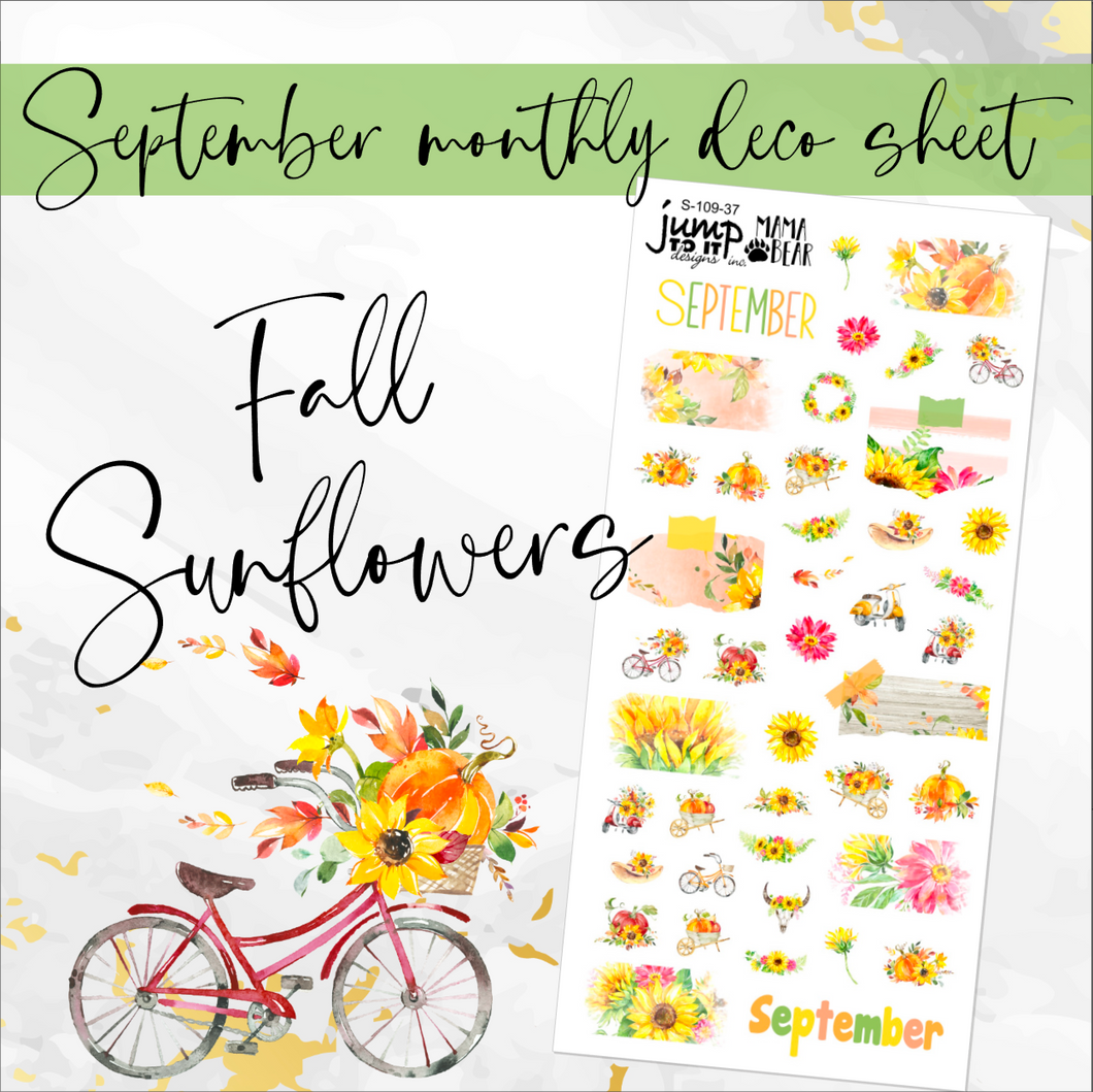 September Sunflowers Deco sheet - planner stickers          (S-109-37)
