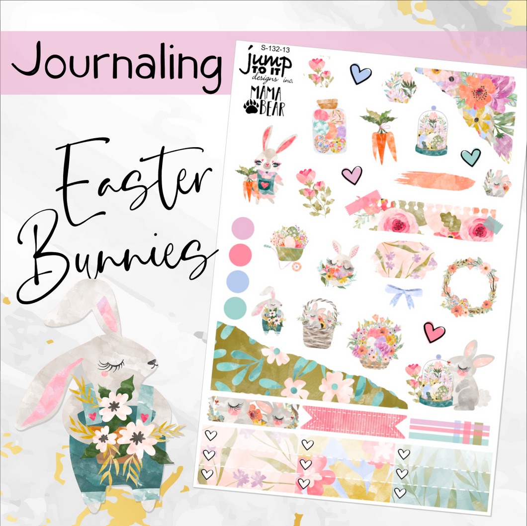 Easter Bunnies Spring JOURNAL sheet - planner stickers          (S-132-13)