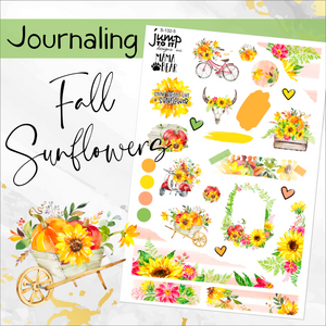 September Sunflowers JOURNAL sheet - planner stickers          (S-132-5)