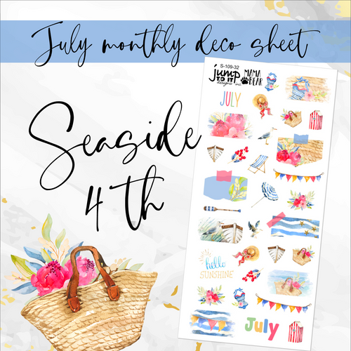 July Seaside 4th Deco sheet - planner stickers          (S-109-32)