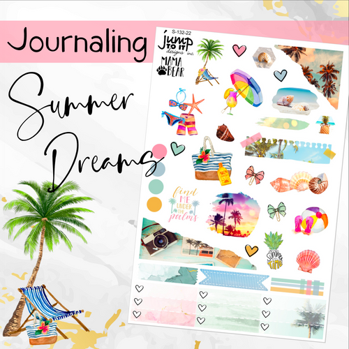 August Summer Dreams/Aloha JOURNAL sheet - planner stickers          (S-132-22)