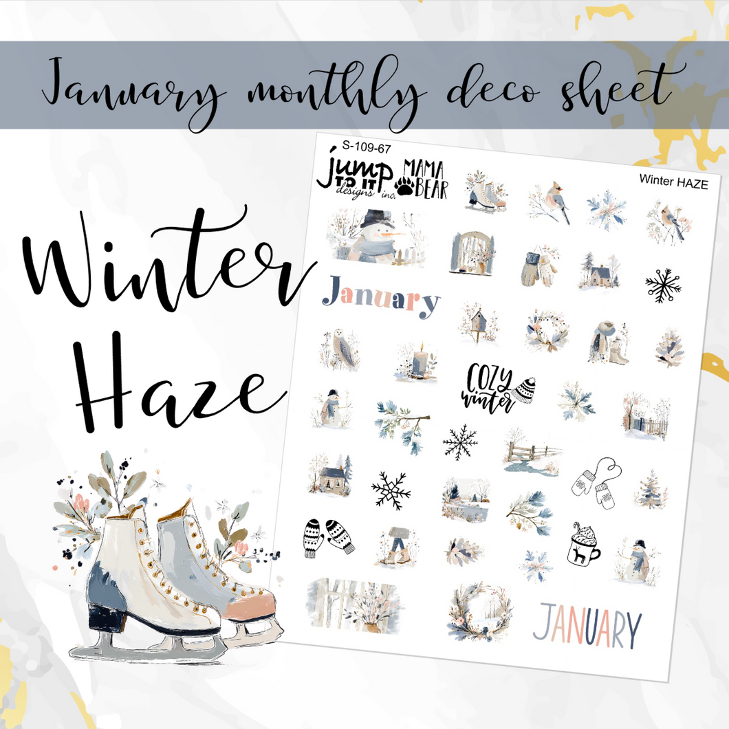 January Winter Haze Deco sheet - planner stickers          (S-109-67)