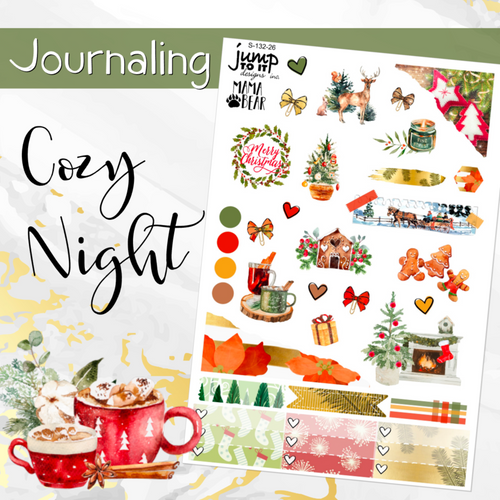 Cozy Night Christmas JOURNAL sheet - planner stickers          (S-132-26)