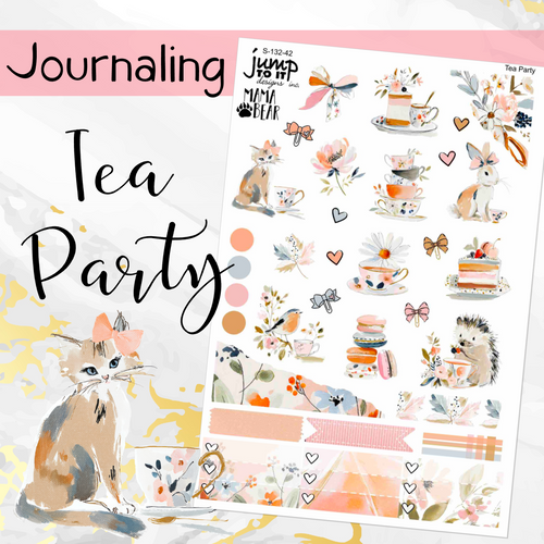 New Release Tea Party JOURNAL sheet - planner stickers          (S-132-42)