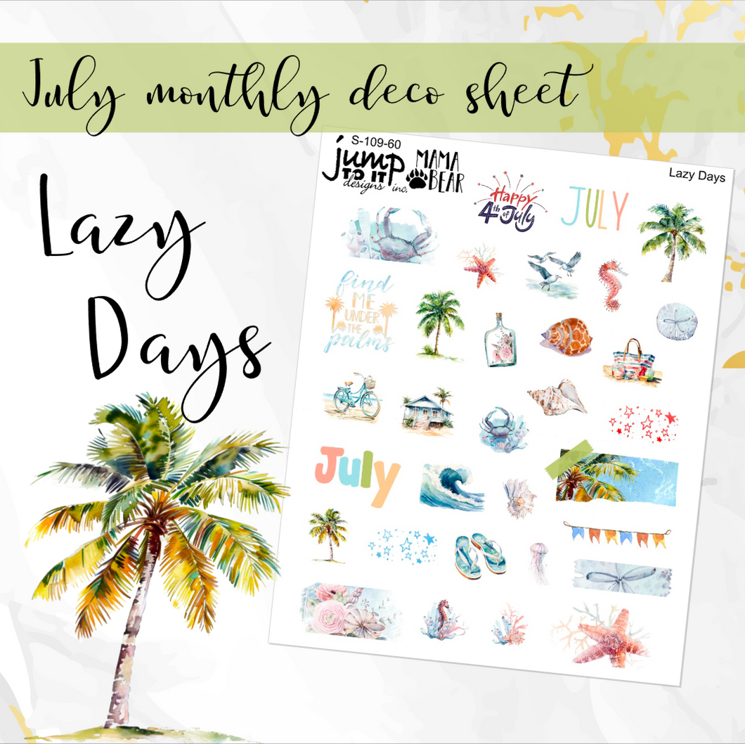 Lazy Days Deco sheet - planner stickers          (S-109-60)