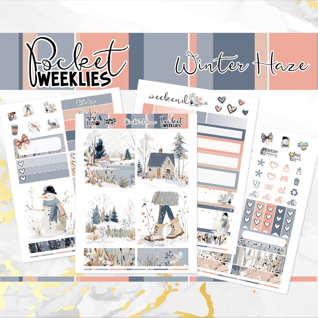 January Winter Haze - POCKET Mini Weekly Kit Planner stickers