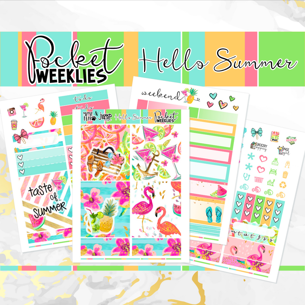 Hello Summer - POCKET Mini Weekly Kit Planner stickers