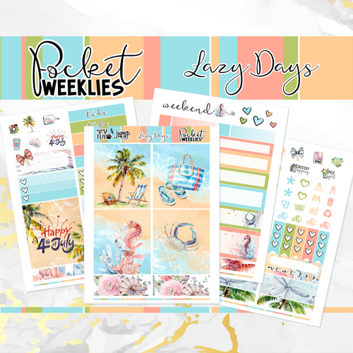 July Lazy Days - POCKET Mini Weekly Kit Planner stickers