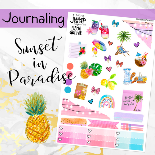 Sunset in Paradise JOURNAL sheet - planner stickers          (S-132-35)