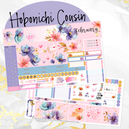 February Floral Romance monthly - Hobonichi Cousin A5 personal planner