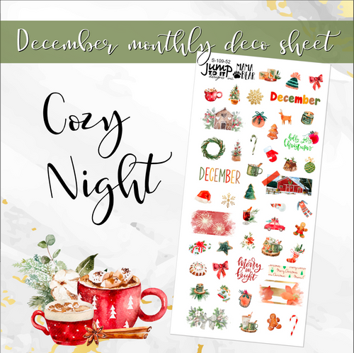 Cozy Night Christmas Deco sheet - planner stickers          (S-109-52)