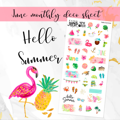 June Hello Summer Deco sheet - planner stickers          (S-109-59)
