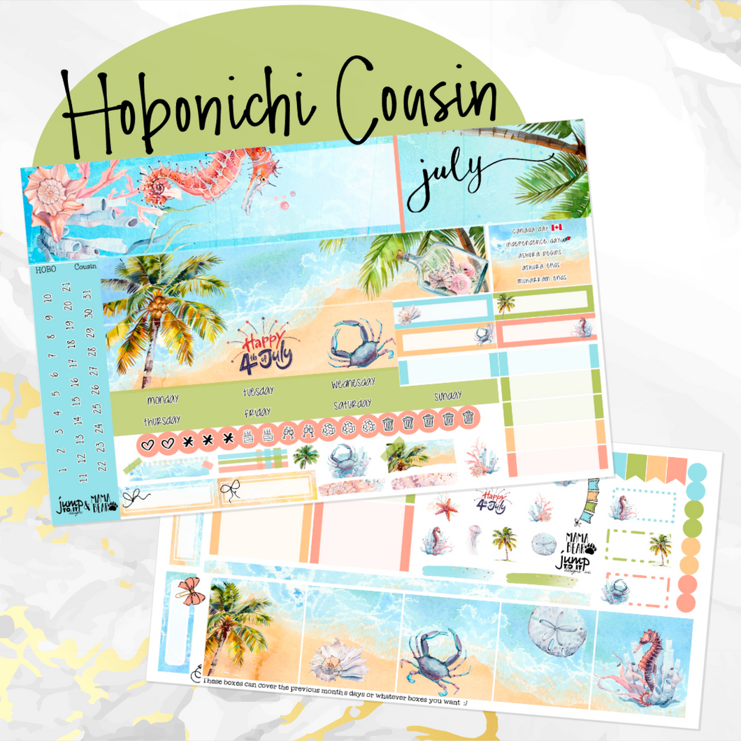 July Lazy Days monthly - Hobonichi Cousin A5 personal planner