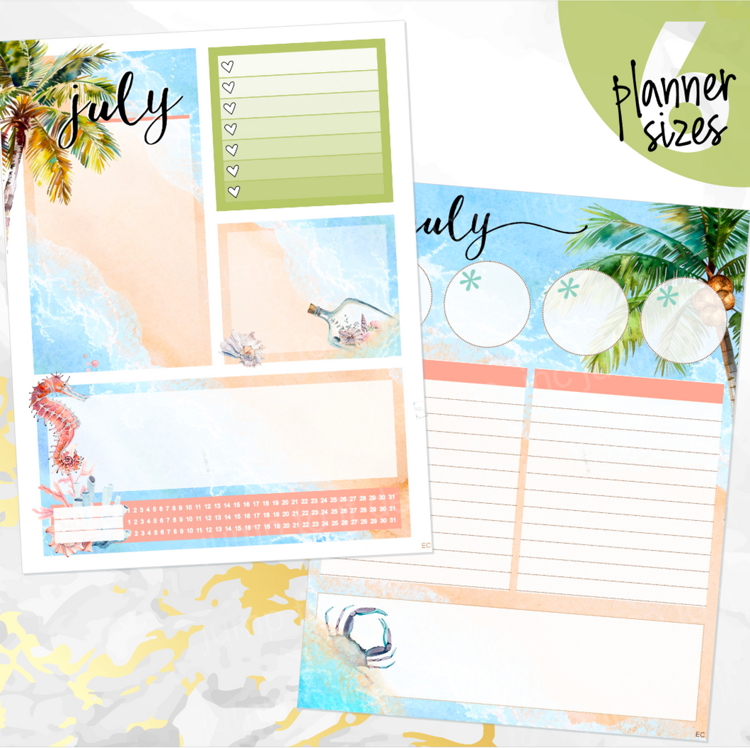 July Lazy Days Notes monthly sticker - Erin Condren Vertical Horizontal 7