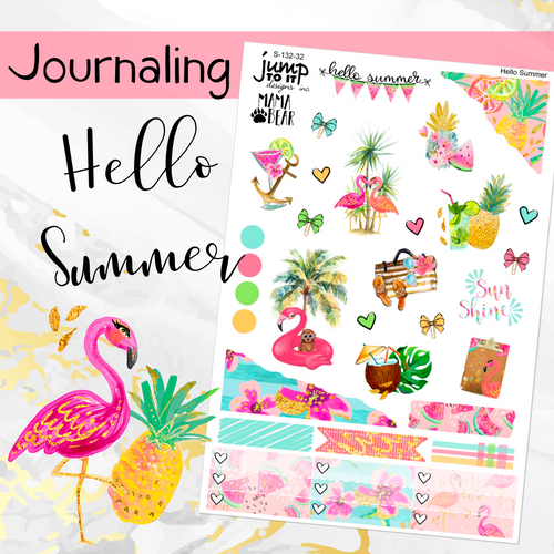 June Hello Summer JOURNAL sheet - planner stickers          (S-132-33)