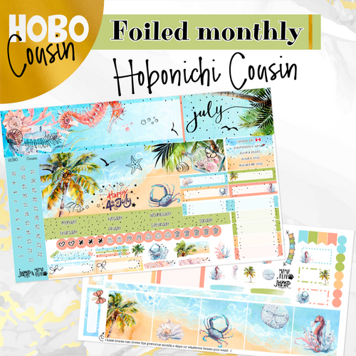 July Lazy Days FOILED monthly - Hobonichi Cousin A5 personal planner