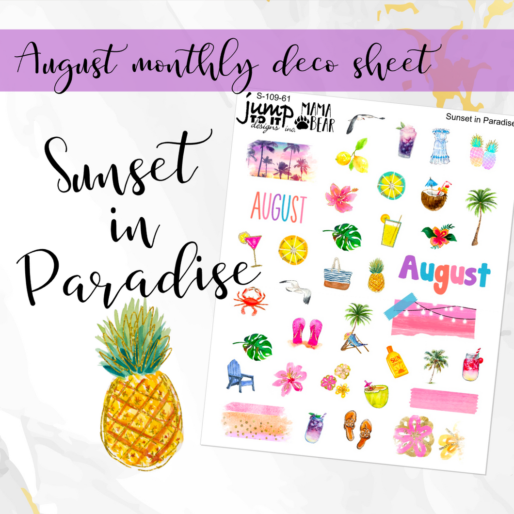 Sunset in Paradise Deco sheet - planner stickers          (S-109-61)