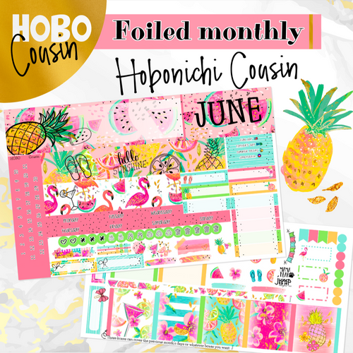 June Hello Summer FOILED monthly - Hobonichi Cousin A5 personal planner