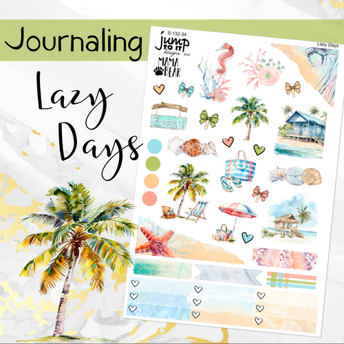 July Lazy Days JOURNAL sheet - planner stickers          (S-132-34)
