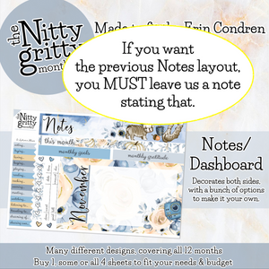 November Autumn Blues - The Nitty Gritty Monthly - Erin Condren Vertical Horizontal