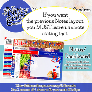 July Fireworks - The Nitty Gritty Monthly - Erin Condren Vertical Horizontal