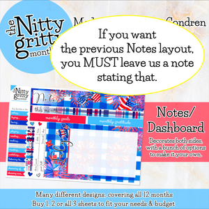July 4th Red White & Blue - The Nitty Gritty Monthly - Erin Condren Vertical Horizontal