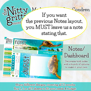 August Sea Turtles - The Nitty Gritty Monthly - Erin Condren Vertical Horizontal