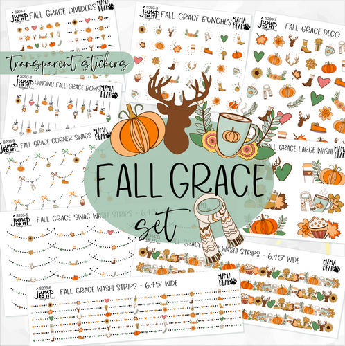 FALL GRACE • Sticker Theme Collection • Washi, Swags, Tabs, Deco (T-203)