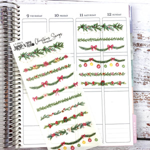Holiday Christmas Evergreen Swags sheet - planner stickers          (T-250-3)