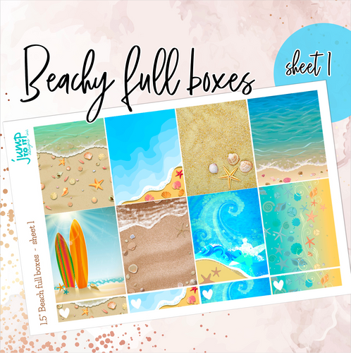 Beachy full boxes- sheet 1 - planner stickers Erin Condren Happy Planner