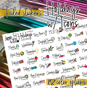 Foil - Holiday Icon planner stickers   (F-142-2 Foil)