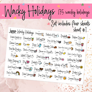 Wacky Holiday stickers w/ Icons - 4 sheets        (S-115-3)