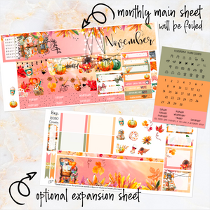 November Thanksgiving Bliss FOILED monthly - Hobonichi Cousin A5 personal planner
