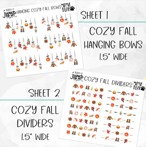 COZY FALL • Sticker Theme Collection • Washi, Swags, Tabs, Deco (T-201)