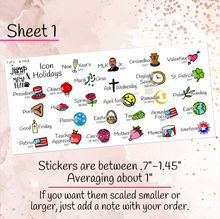 Load image into Gallery viewer, Large Icon Holiday stickers planner calendar                (S-115-4)