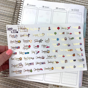 Foil - Holiday Icon planner stickers   (F-142-2 Foil)